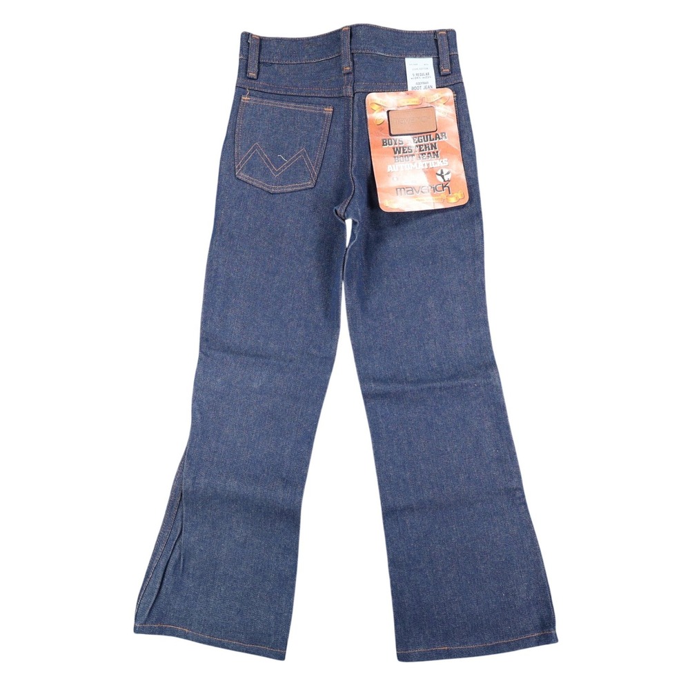 Maverick Western Boot Jean Boys 9 Reg Vintage Indigo Blue Denim Made in USA NEW